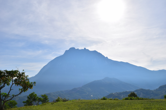 麓から眺めるキナバル山全貌