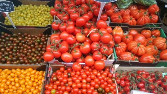 コペンハーゲンの屋内市場の野菜たち